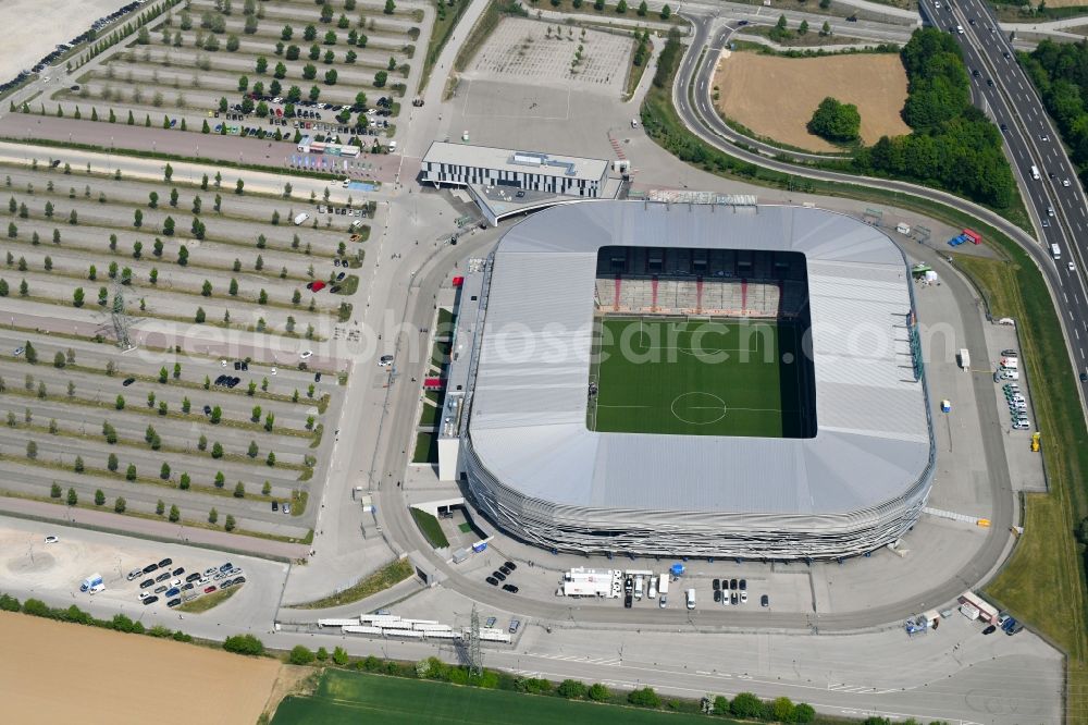 Augsburg from above - WWK formerly SGL Arena stadium of the football club FC Augsburg in Bavaria, Germany