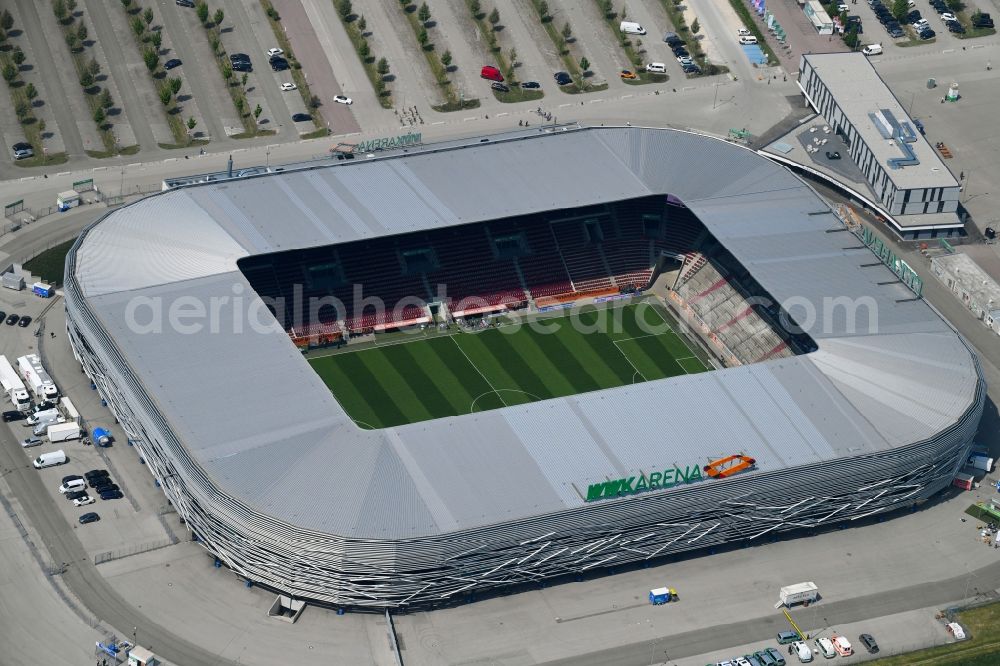 Aerial image Augsburg - WWK formerly SGL Arena stadium of the football club FC Augsburg in Bavaria, Germany