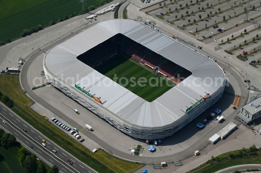 Aerial photograph Augsburg - WWK formerly SGL Arena stadium of the football club FC Augsburg in Bavaria, Germany