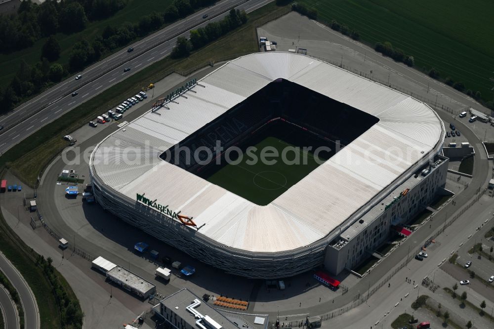 Aerial image Augsburg - WWK formerly SGL Arena stadium of the football club FC Augsburg in Bavaria, Germany