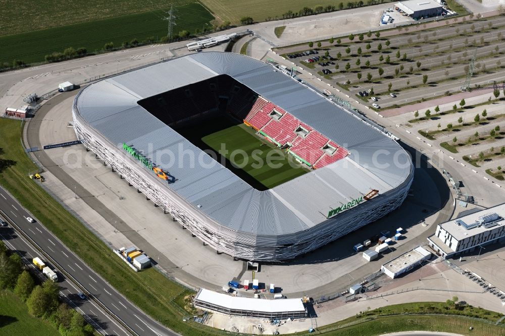 Aerial photograph Augsburg - WWK formerly SGL Arena stadium of the football club FC Augsburg in Bavaria, Germany
