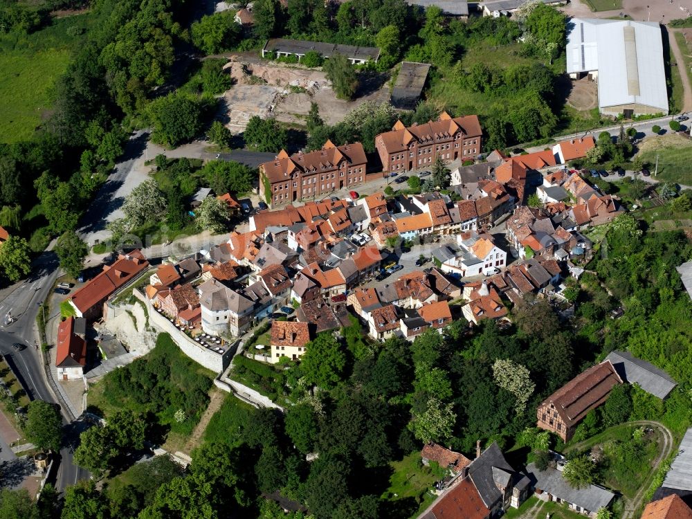 Aerial photograph Quedlinburg - Townscape of the historic town centre of Quedlinburg in the state of Saxony-Anhalt. The historic buildings are located in the South of the town centre which has been named an UNESCO world heritage site in 1994 and therefore is one of the largest heritage sites in Germany