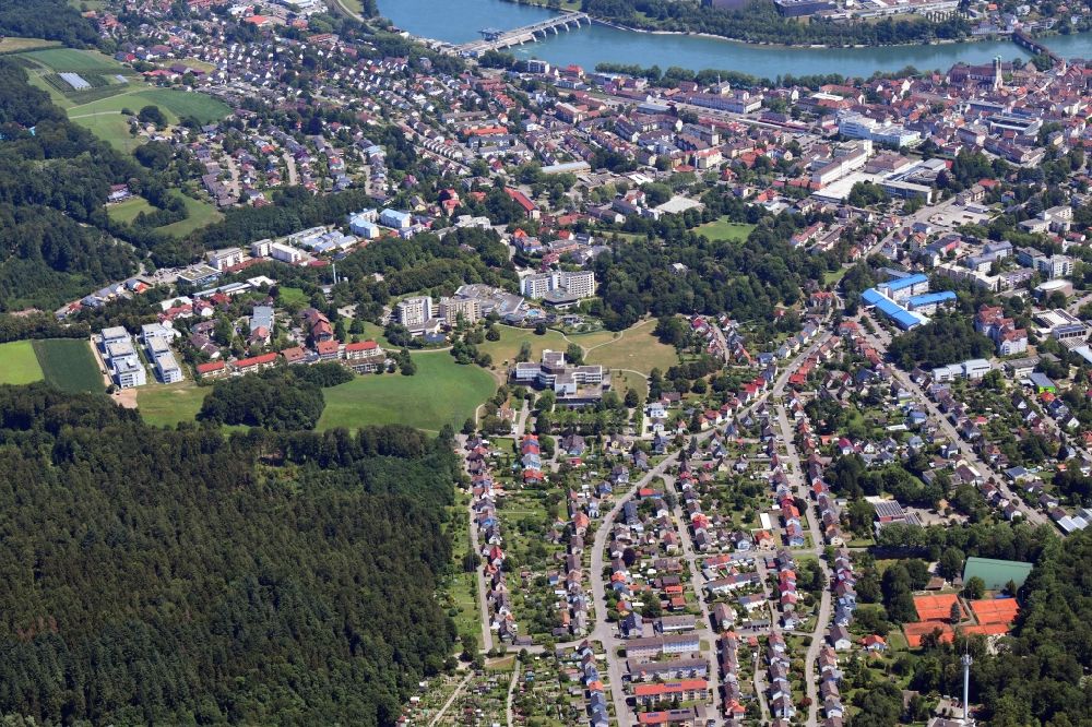 Bad Säckingen from above - District at the spa area in the city in Bad Saeckingen in the state Baden-Wurttemberg, Germany