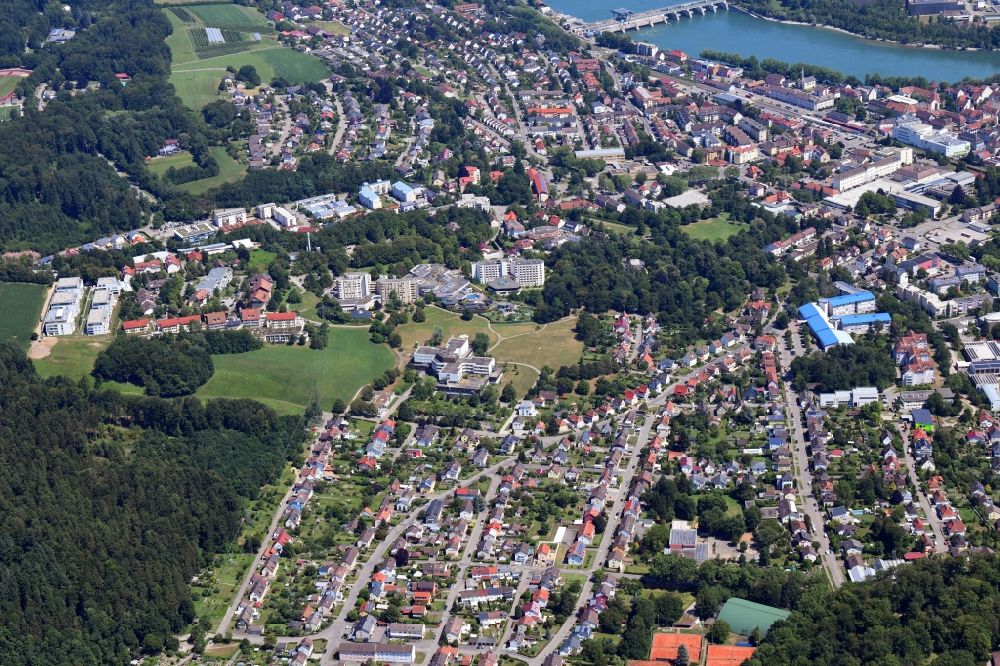 Aerial image Bad Säckingen - District at the spa area in the city in Bad Saeckingen in the state Baden-Wurttemberg, Germany