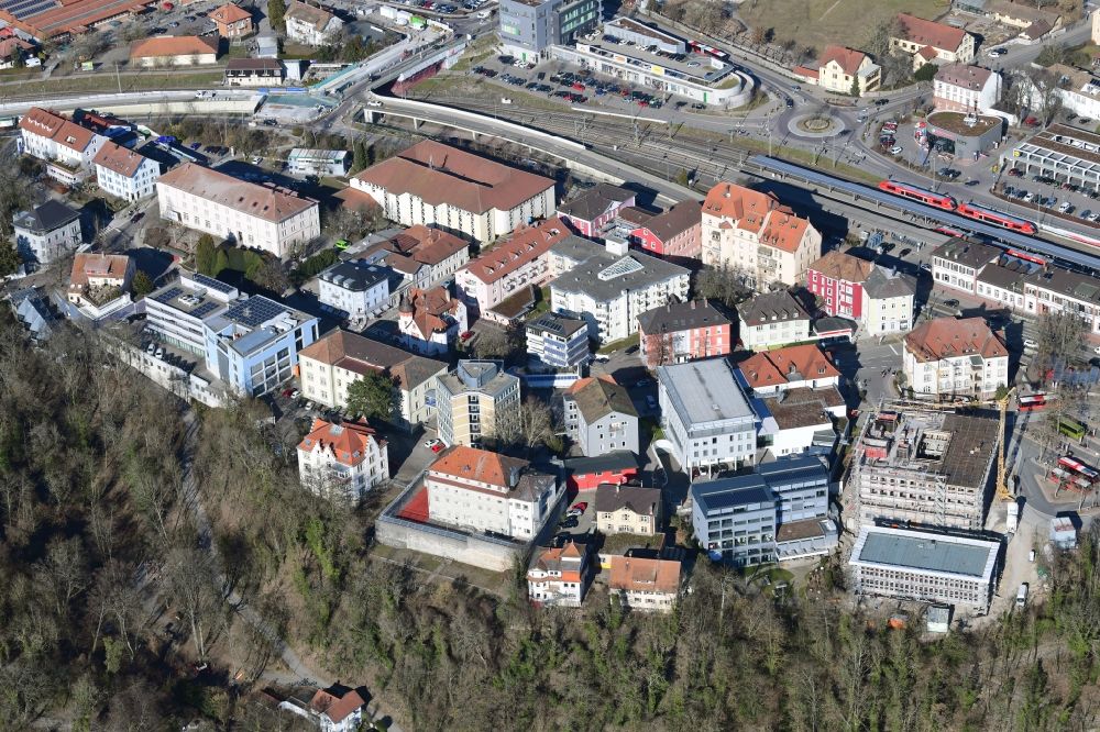 Aerial photograph Waldshut-Tiengen - District Waldshut and area of Bismarck Street Close to the railway Station in in Waldshut-Tiengen in the state Baden-Wurttemberg, Germany