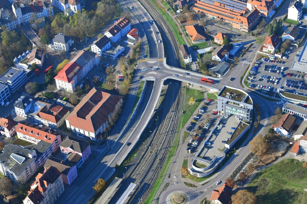Aerial image Waldshut-Tiengen - District Waldshut and area of Brueckenstrasse in Waldshut-Tiengen in the state Baden-Wurttemberg, Germany