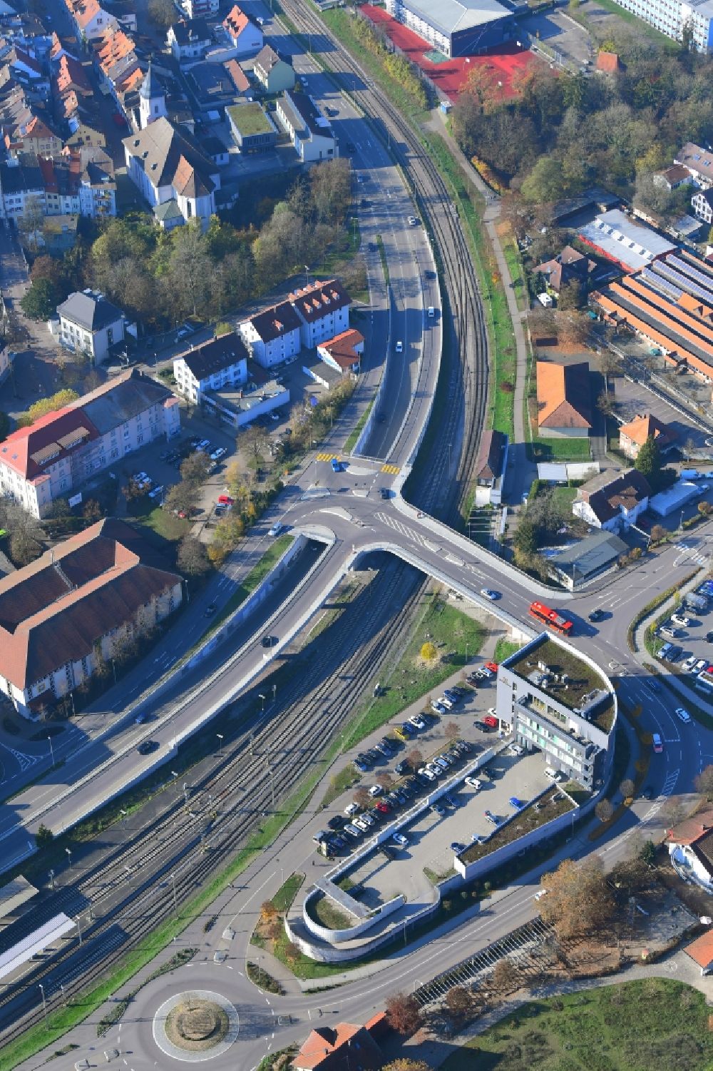 Aerial image Waldshut-Tiengen - District Waldshut and area of Brueckenstrasse in Waldshut-Tiengen in the state Baden-Wurttemberg, Germany