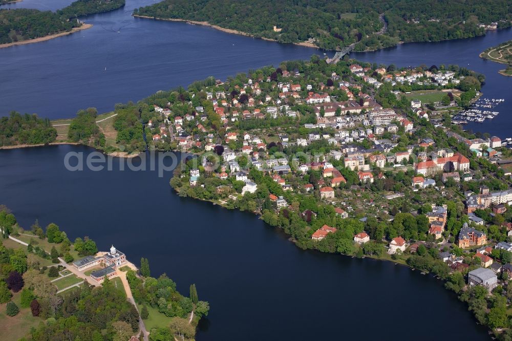 Potsdam from the bird's eye view: District Berliner Vorstadt in the city in Potsdam in the state Brandenburg, Germany with view to Marmorpalais