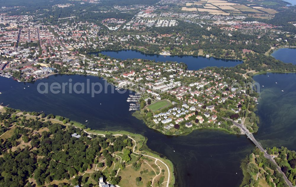 Aerial image Potsdam - District Berliner Vorstadt in the city in Potsdam in the state Brandenburg, Germany with view to Marmorpalais
