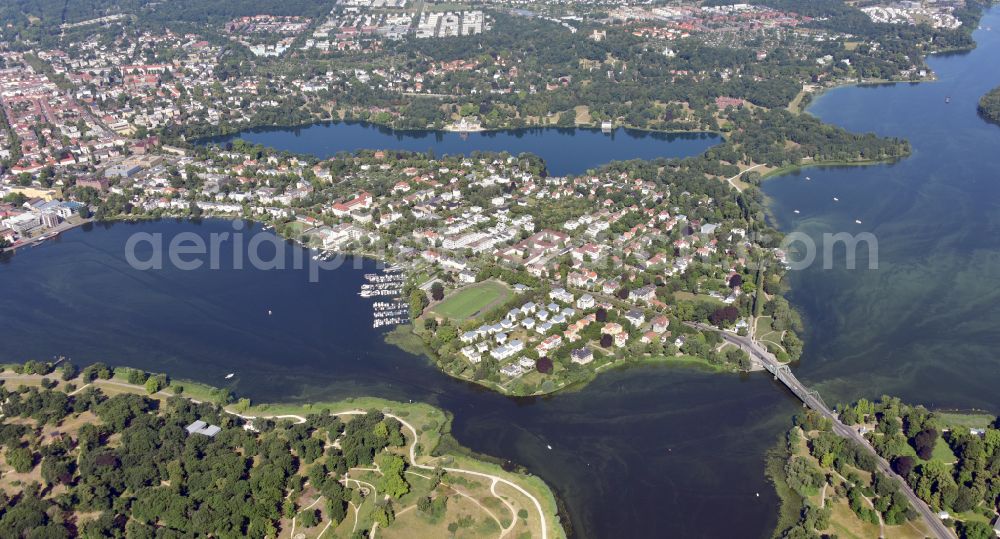 Aerial photograph Potsdam - District Berliner Vorstadt in the city in Potsdam in the state Brandenburg, Germany with view to Marmorpalais