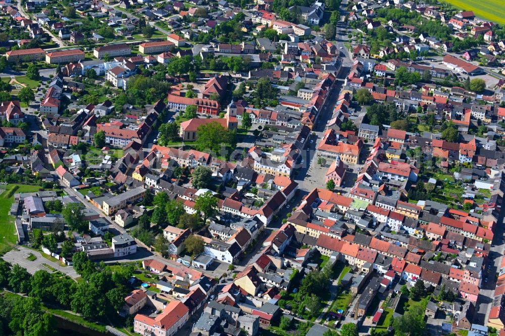 Aerial photograph Zehdenick - City view of the inner city area along Dammhaststrasse in Zehdenick in the state Brandenburg, Germany