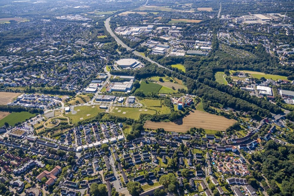 Bochum from above - District along the Dietrich-Benking-Strasse in the city in the district Hiltrop in Bochum in the state North Rhine-Westphalia, Germany