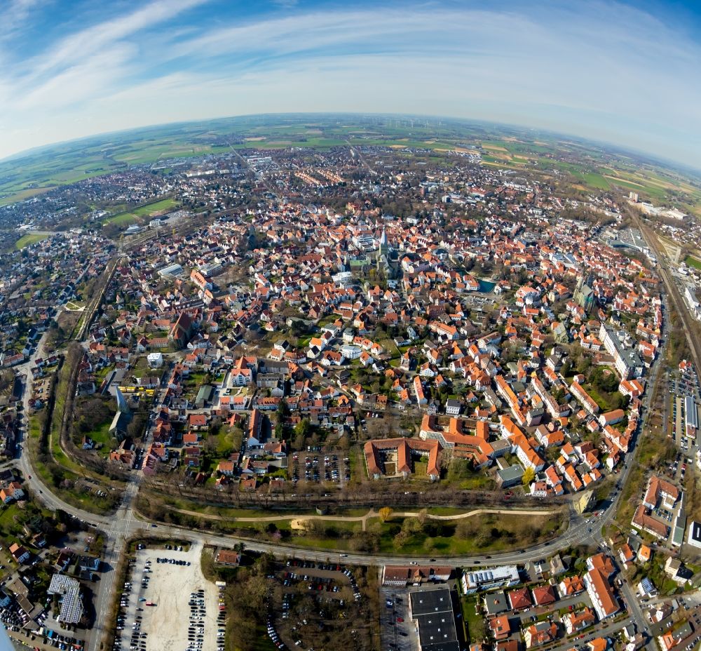 Soest from above - Fisheye- perspective of the city view of the inner city area of a??a??the city Soest in the state North Rhine-Westphalia, Germany