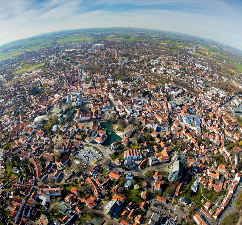 Soest from the bird's eye view: Fisheye- perspective of the city view of the inner city area of a??a??the city Soest in the state North Rhine-Westphalia, Germany