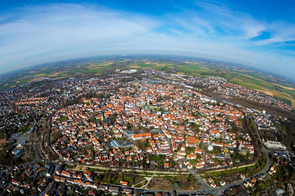 Aerial image Soest - Fisheye- perspective of the city view of the inner city area of a??a??the city Soest in the state North Rhine-Westphalia, Germany