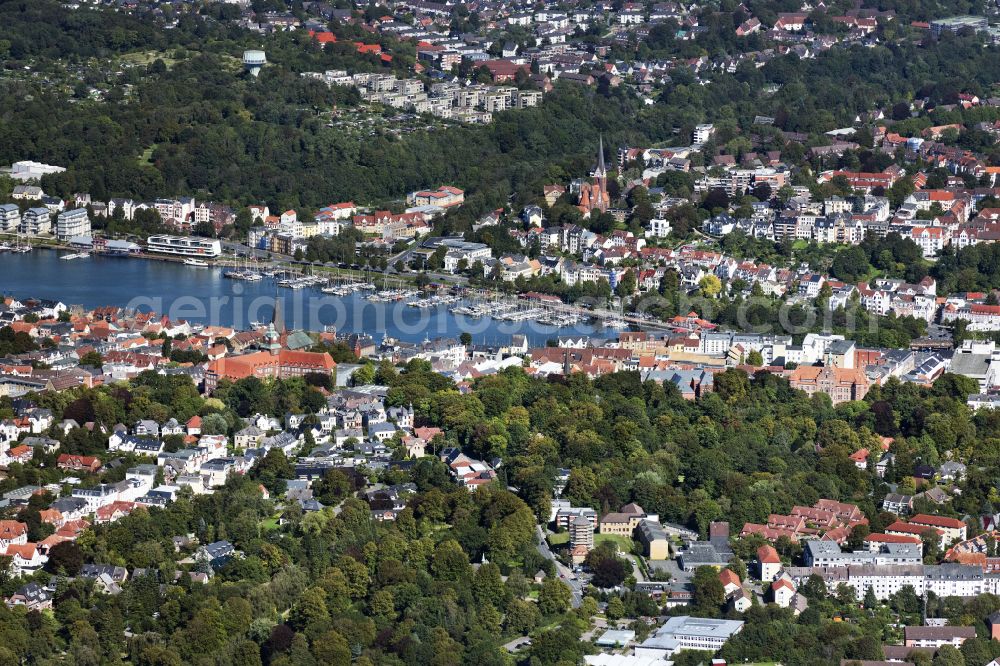 Flensburg from above - City view on the Flensburg Fjord in Flensburg in the state Schleswig-Holstein, Germany