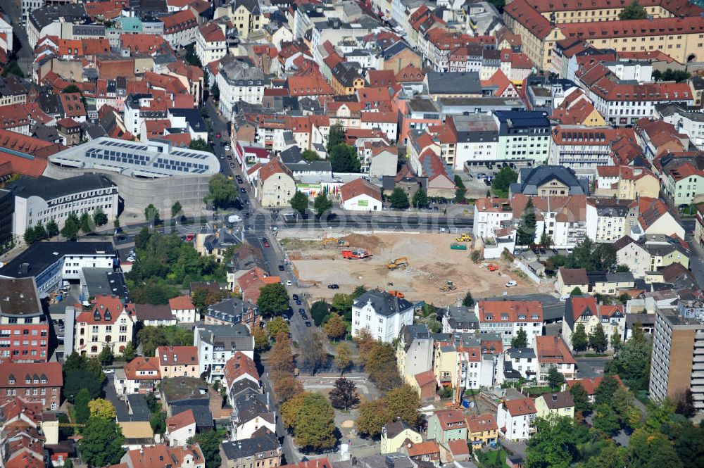 Fulda from the bird's eye view: View the town of Fulda in the downtown area at the Catholic Holy Spirit Church, the Vonderau Museum and the parish church of St. Blaise in the background