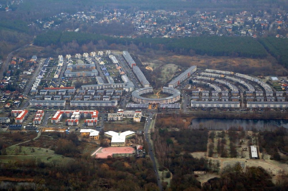 Aerial image Falkensee - District of Garden City Falkenhoeh in the city in Falkensee in the state Brandenburg, Germany