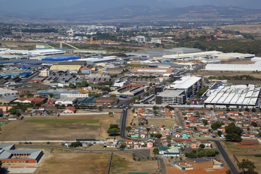 Kapstadt from above - Industrial area Parow Industrial in the city of Cape Town in Western Cape, South Africa