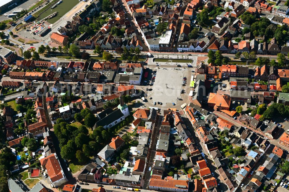 Glückstadt from above - City view on down town in Glueckstadt in the state Schleswig-Holstein, Germany