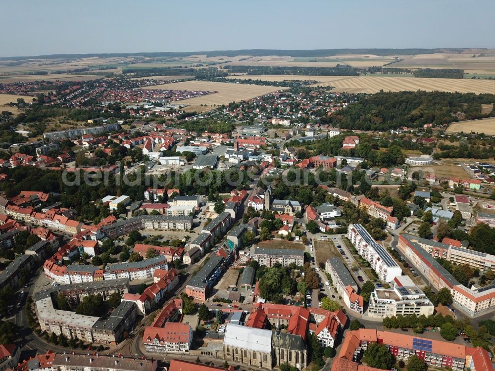 Aerial image Halberstadt - City View Halberstadt Cathedral in the old city of Halberstadt in the state Saxony-Anhalt