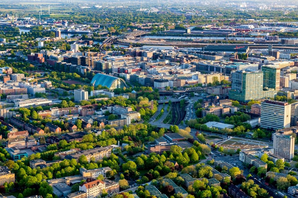 Aerial image Hamburg - District Hammerbrook in the city in Hamburg, Germany