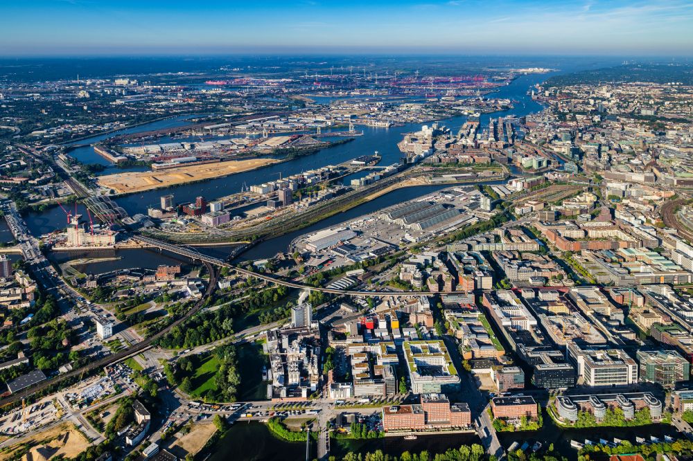 Aerial photograph Hamburg - District Hammerbrook in the city in Hamburg, Germany