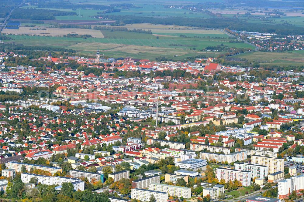 Aerial image Hansestadt Greifswald - City view in the urban area in the Hanseatic City of Greifswald in the state Mecklenburg - Western Pomerania, Germany
