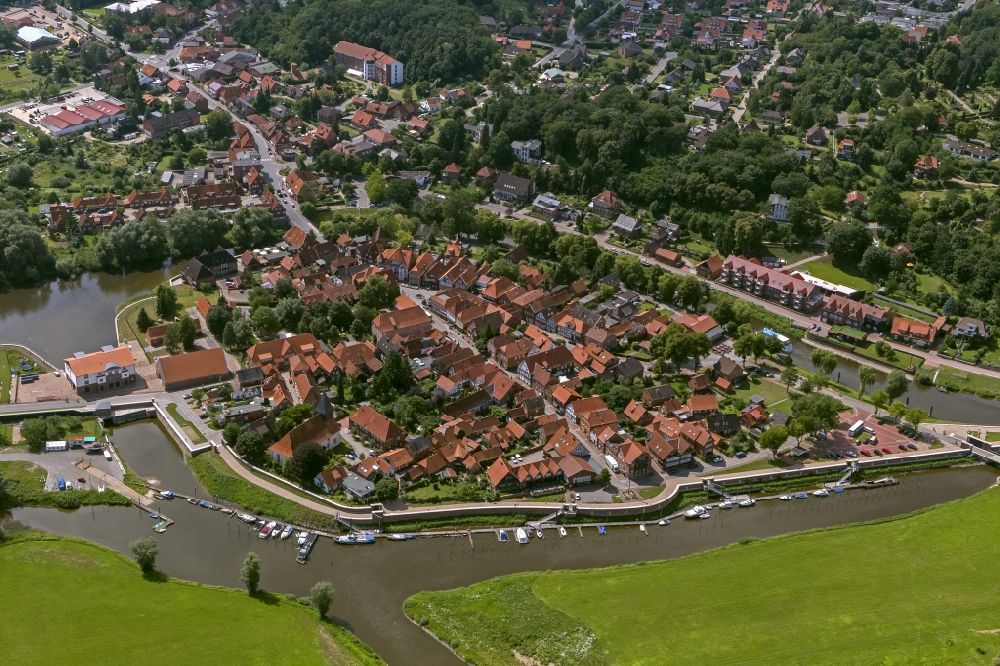 Hitzacker from the bird's eye view: City view of Hitzacker in Lower Saxony