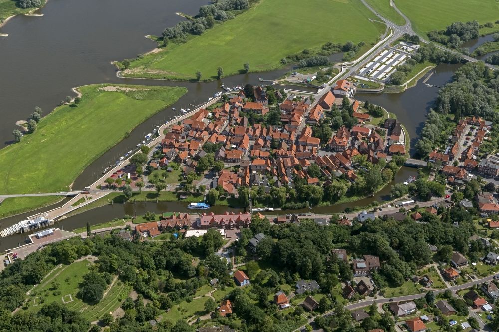 Hitzacker from the bird's eye view: City view of Hitzacker in Lower Saxony