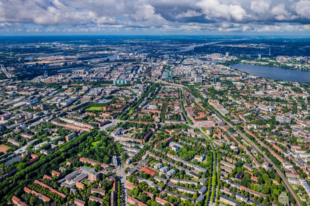 Aerial photograph Hamburg - District Hohenfelde in the city in Hamburg, Germany