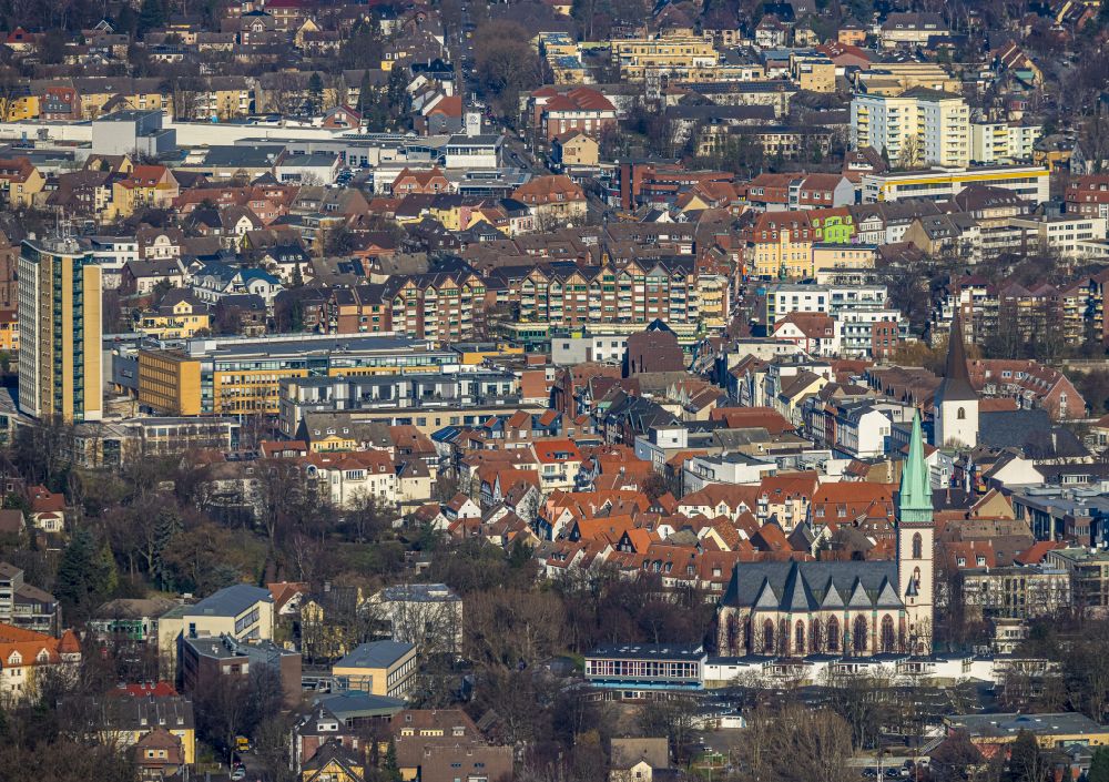Lünen from the bird's eye view: City view on down town in Luenen in the state North Rhine-Westphalia, Germany