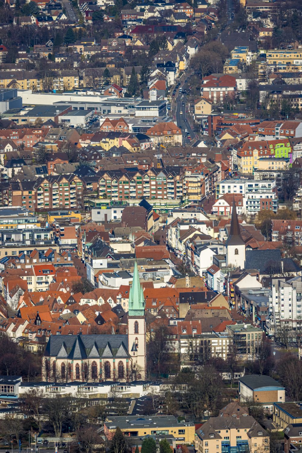 Aerial photograph Lünen - City view on down town in Luenen in the state North Rhine-Westphalia, Germany