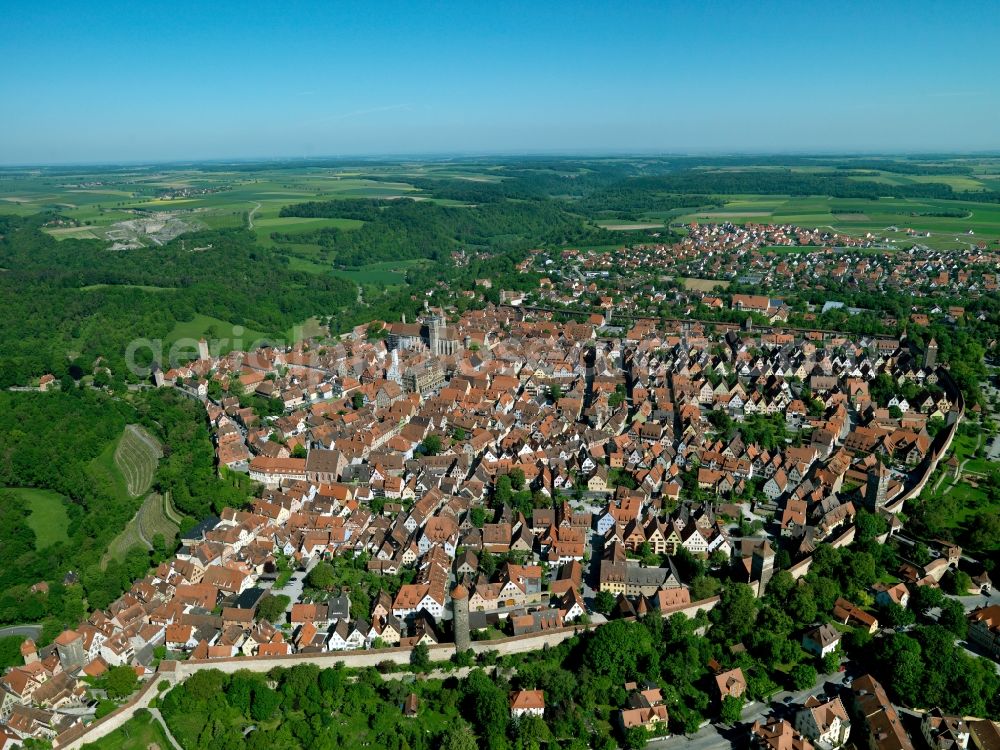 Aerial photograph Rothenburg ob der Tauber - Cityscape of downtown Rothenburg ob der Tauber in Bavaria