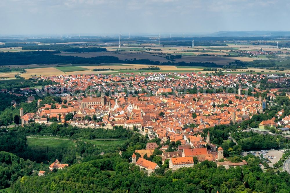 Rothenburg ob der Tauber from above - Cityscape of downtown Rothenburg ob der Tauber in Bavaria
