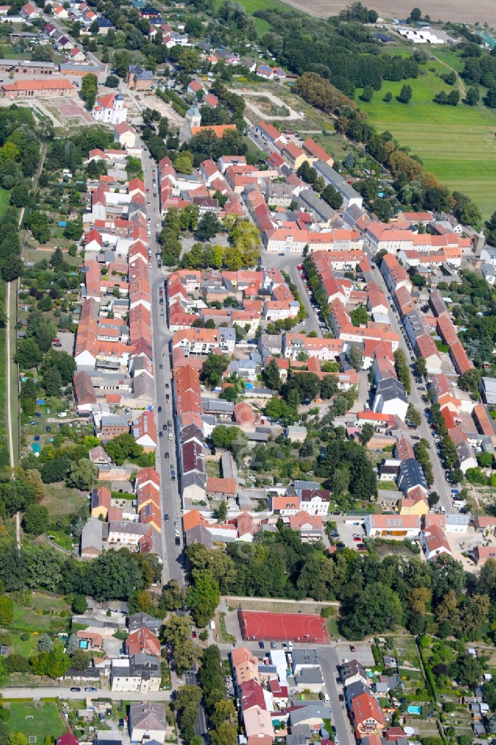 Altlandsberg from above - City view of the city area of in Altlandsberg in the state Brandenburg, Germany