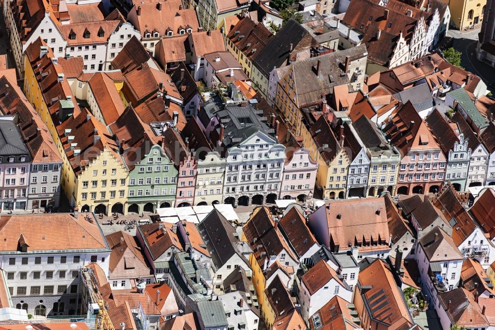 Landshut from above - City view on down town Old Town in Landshut in the state Bavaria, Germany