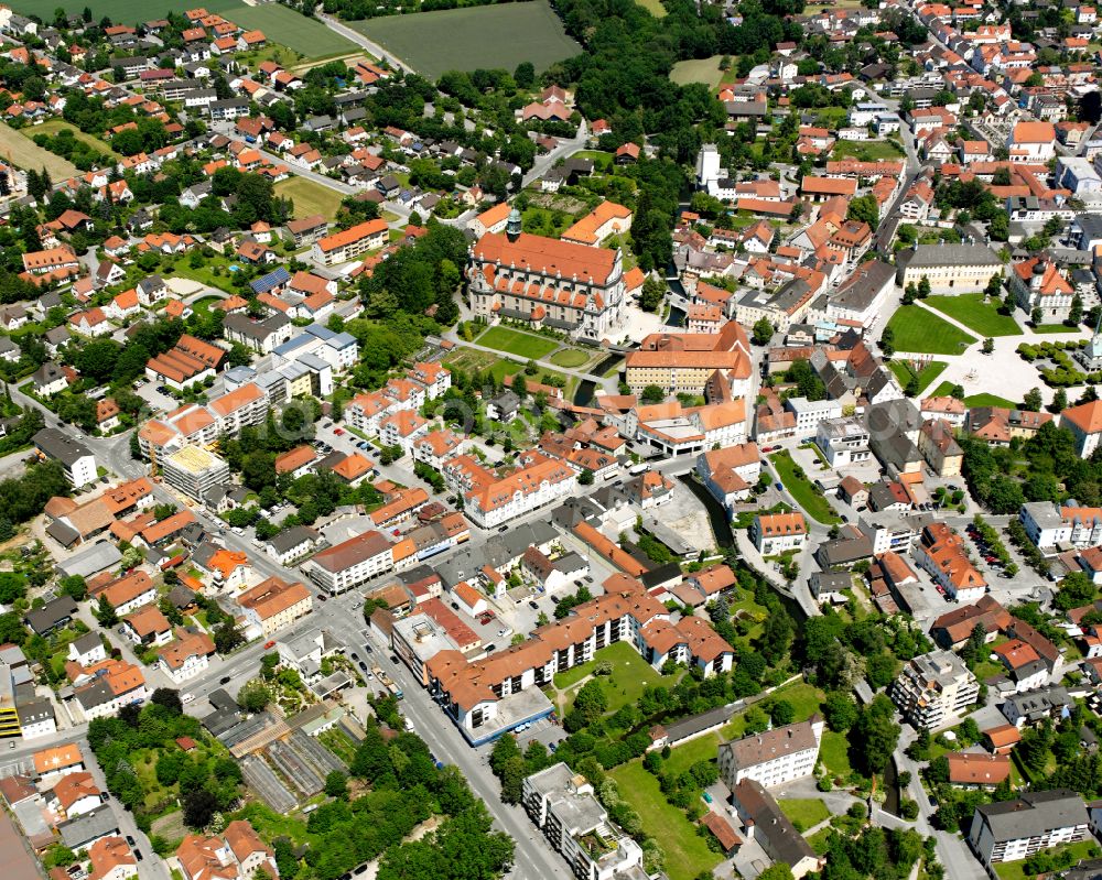 Aerial photograph Altötting - City view on down town in Altötting in the state Bavaria, Germany