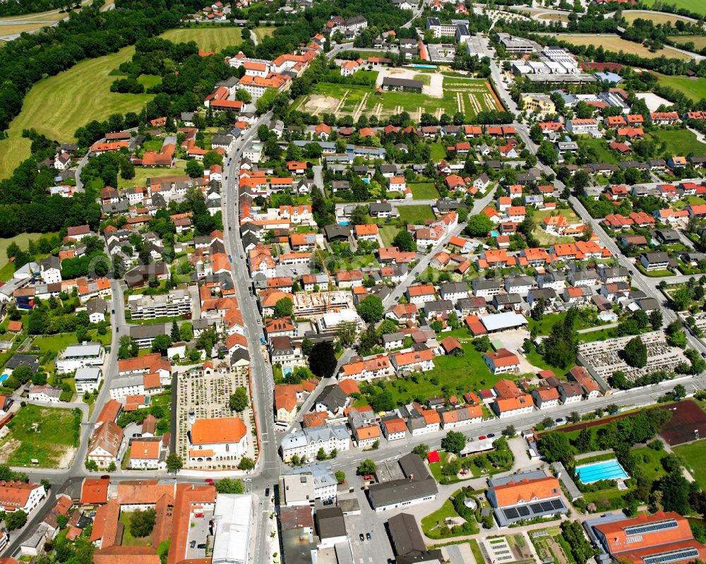 Altötting from the bird's eye view: City view on down town in Altötting in the state Bavaria, Germany