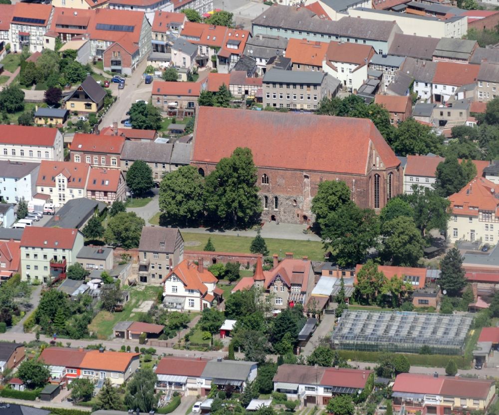 Angermünde from above - City view of the city area of in Angermuende in the state Brandenburg