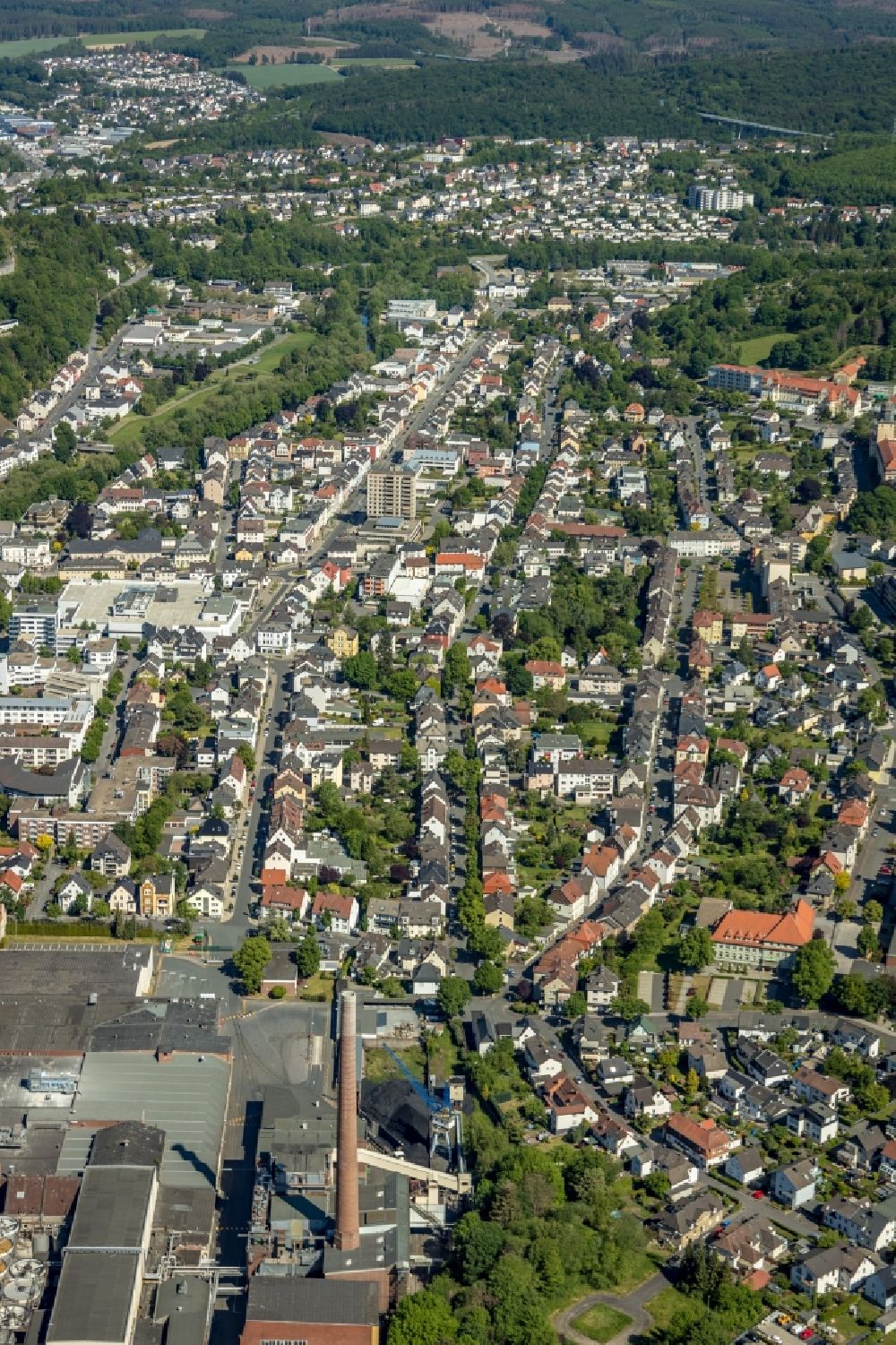 Aerial image Arnsberg - City view on down town in Arnsberg in the state North Rhine-Westphalia, Germany
