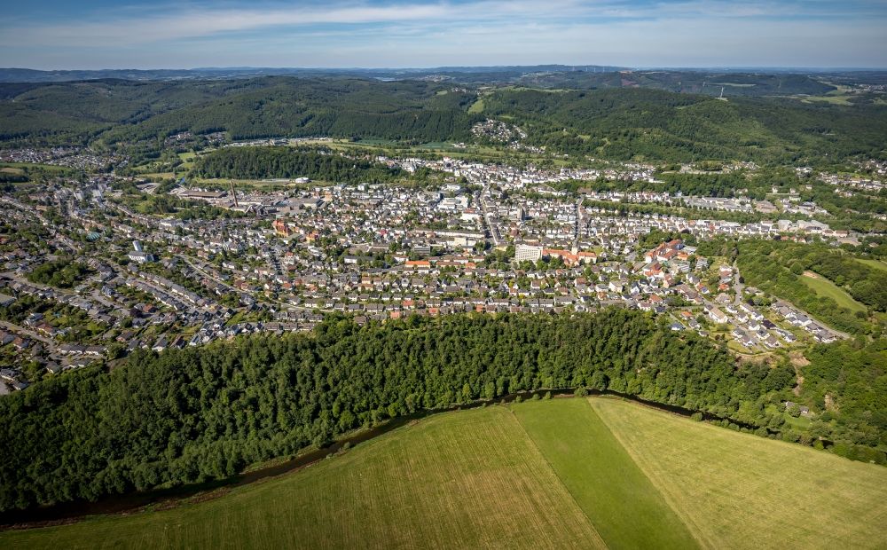 Arnsberg from the bird's eye view: City view on down town in Arnsberg in the state North Rhine-Westphalia, Germany