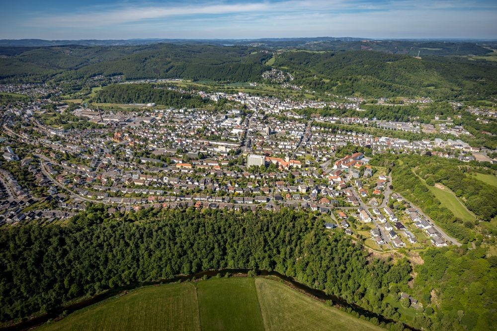 Aerial image Arnsberg - City view on down town in Arnsberg in the state North Rhine-Westphalia, Germany