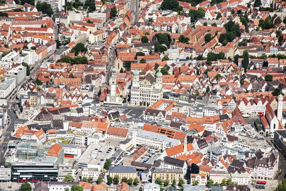 Augsburg from above - City view on down town in Augsburg in the state Bavaria, Germany