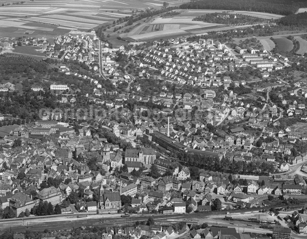 Aerial photograph Backnang - City view on down town in Backnang in the state Baden-Wuerttemberg, Germany