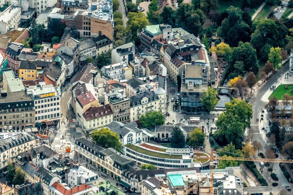 Baden-Baden from the bird's eye view: City view on down town in Baden-Baden in the state Baden-Wurttemberg, Germany