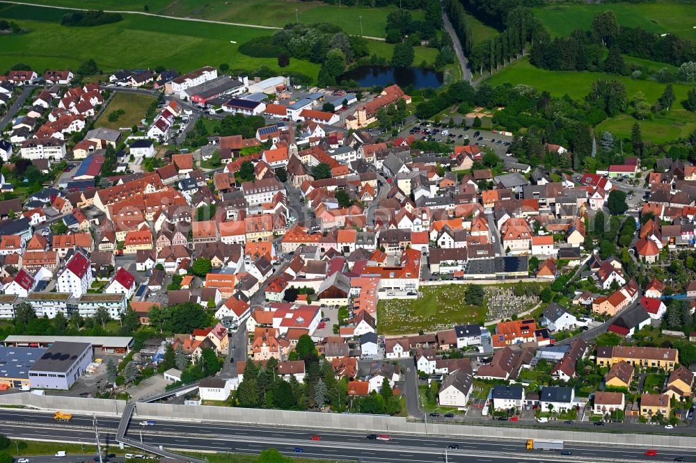 Aerial photograph Baiersdorf - City view on down town in Baiersdorf in the state Bavaria, Germany