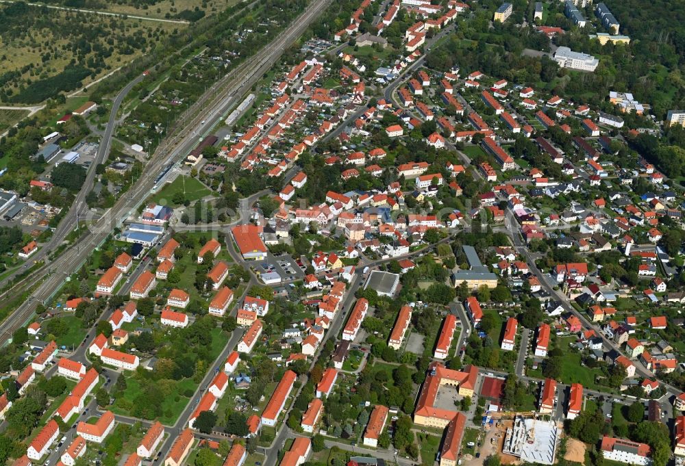 Böhlen from above - City view on down town in Boehlen in the state Saxony, Germany