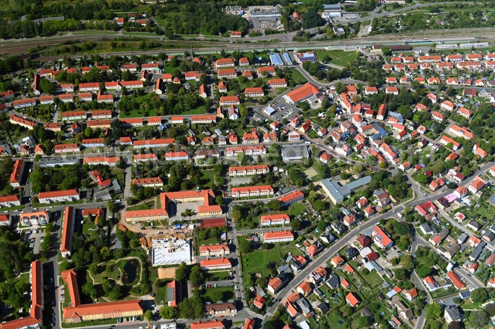 Aerial image Böhlen - City view on down town in Boehlen in the state Saxony, Germany