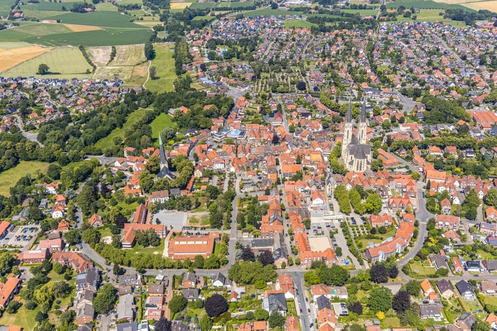 Aerial image Billerbeck - City view on down town in Billerbeck in the state North Rhine-Westphalia, Germany